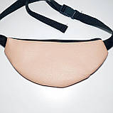 Поясна сумка бананка плоска пудровий шкірозамінник, фото 2