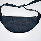 Поясна сумка бананка колір чорний шкірозамінник плоска, фото 2