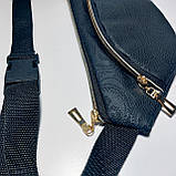 Поясна сумка бананка колір чорний шкірозамінник плоска, фото 3