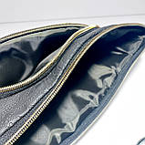 Поясна сумка бананка колір чорний шкірозамінник плоска, фото 4