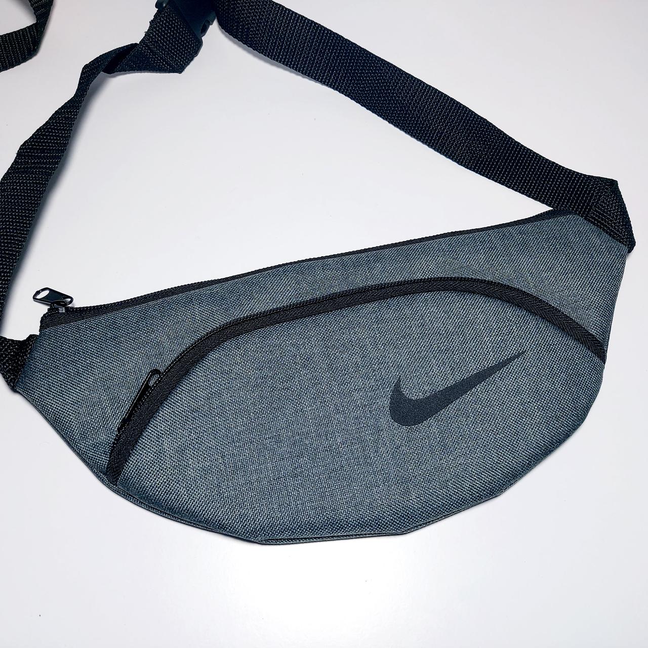 Поясна сумка бананка сіра плоска, фото 1