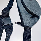 Поясна сумка бананка сіра плоска, фото 3