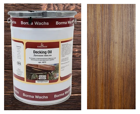 Палубна олія/масло (терасна) Decking Oil, Borma Wachs на сосні, колір Темний Тік, фото 1