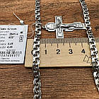 Комплект ланцюжок плетіння плоский бісмарк та хрестик срібло 925 проба, фото 7