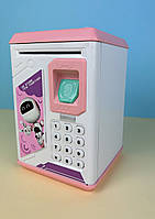 Електронна Скарбничка сейф з відбитком пальця і кодовим замком «BODYGUARD» + купюроприймач, рожева