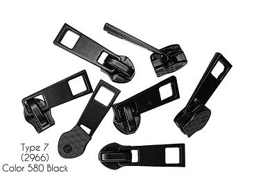 Бігунок галантерейний Чорний для спіральної блискавки тип7 (2966) без фіксатора