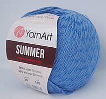 Нитки та пряжа для в'язання бавовна з віскозою SUMMER Саммер  YarnArt № 26 блакитний