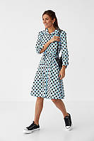 Платье миди на пуговицах под поясок hot fashion - синий цвет, S (имеется размеры)