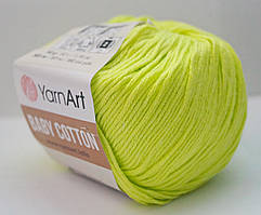 Нитки пряжа для в'язання бавовна / акрил BABY COTTON YarnArt Бебі котон ЯрнАрт № 430 - салат неон