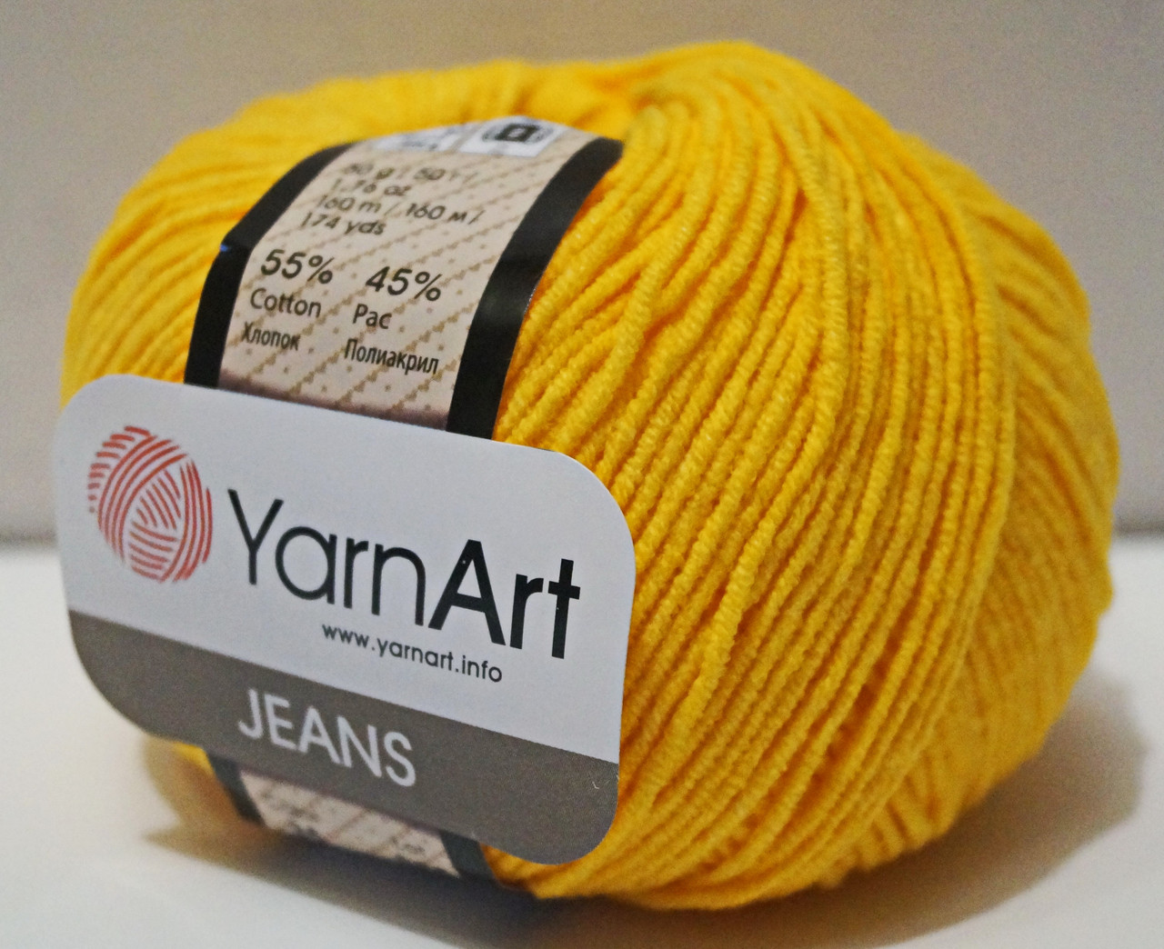 Нитки пряжа для в'язання бавовна акрил JEANS Джинс від YarnArt Ярнар № 35 Жовток  (упаковка)