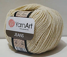 Нитки пряжа для в'язання бавовна акрил JEANS Джинс від YarnArt Ярнарт № 05 - св. беж  (упаковка)