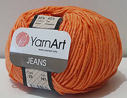 Нитки пряжа для в'язання бавовна акрил JEANS Джинс від YarnArt Ярнарт № 23 - корал  (упаковка)