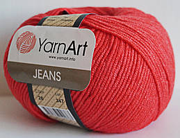Нитки пряжа для в'язання бавовна акрил JEANS Джинс від YarnArt Ярнарт № 26 - червоний