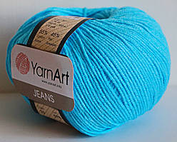 Нитки пряжа для в'язання бавовна акрил JEANS Джинс від YarnArt Ярнарт № 33 - бірюза  (упаковка)