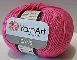 Нитки пряжа для в'язання бавовна акрил JEANS Джинс від YarnArt Ярнарт № 42 - рожевий (упаковка)