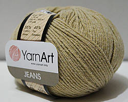 Нитки пряжа для в'язання бавовна акрил JEANS Джинс від YarnArt Ярнарт № 48 - пісочний