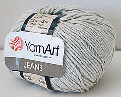 Нитки пряжа для в'язання бавовна акрил JEANS Джинс від YarnArt Ярнарт № 49 - світлий сірий (упаковка)