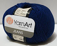 Нитки пряжа для вязания хлопок акрил JEANS Джинс от YarnArt Ярнарт № 54 - темный синий