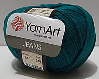 Нитки пряжа для вязания хлопок акрил JEANS Джинс от YarnArt Ярнарт № 63 - морская волна