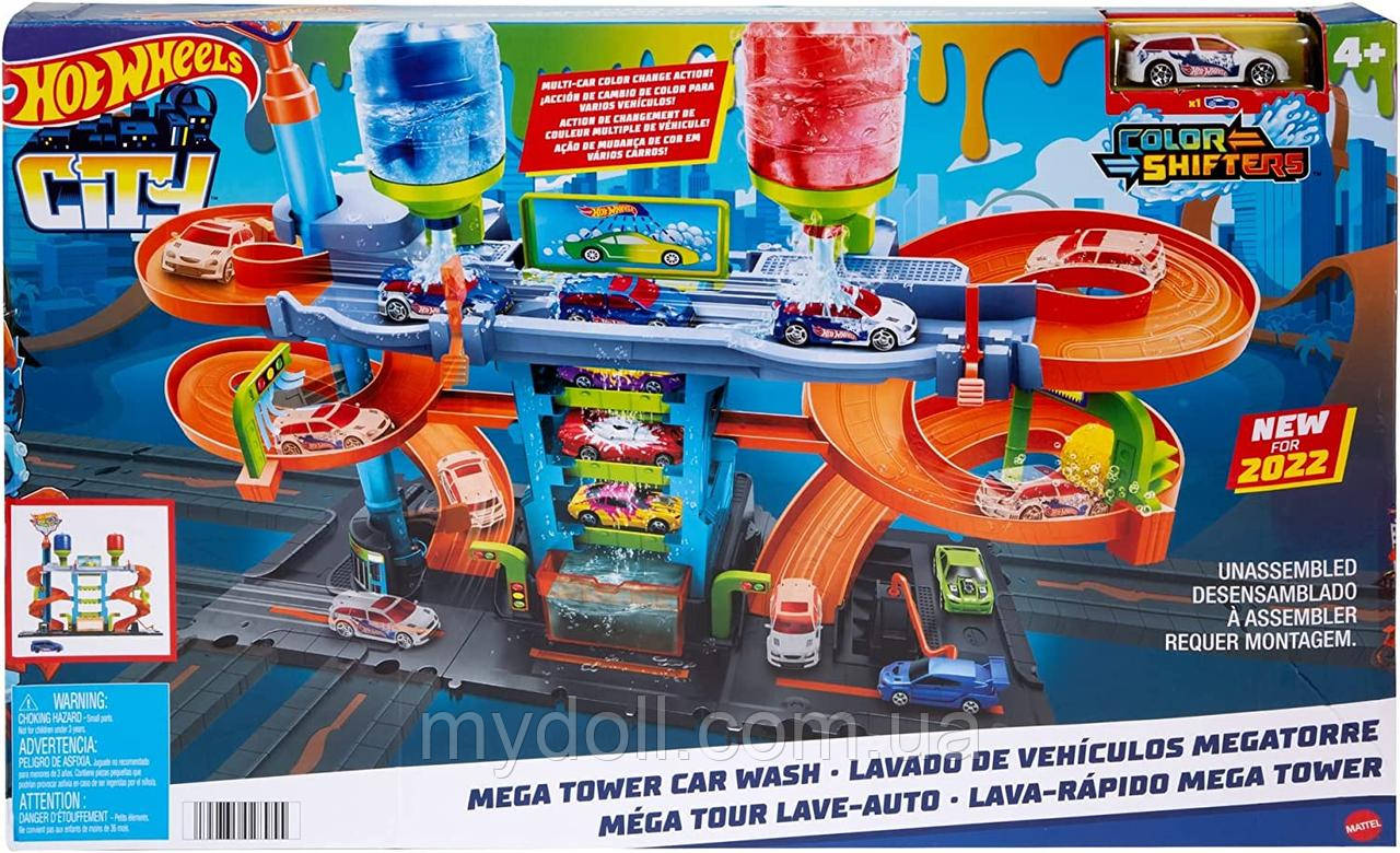 Трек Хот Вілс Сіті Автомийка Мегавежа Hot Wheels City Mega Tower Car Wash HDP05 Mattel Оригінал