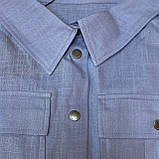 Сорочка J.LONDON жіноча льон рукав 3/4 накладні кишені 48 блакитна, фото 4