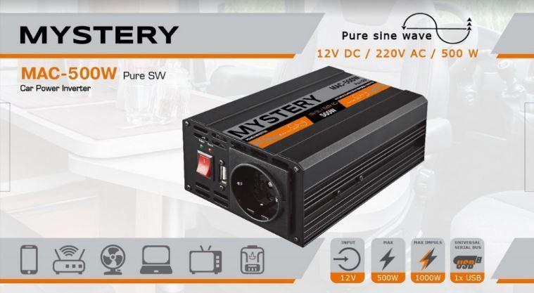 Перетворювач Mystery MAC-500W PURE SW 12/220V