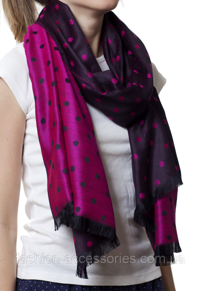 Модний красивий палантин на шию світло-феолетовый Палантин в горошок світло-феолетовый (81002) 1