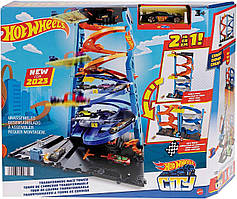 Трек Хот Вілс Супервежа для гонок Hot Wheels City Transforming Race Tower HKX43 Mattel Оригінал