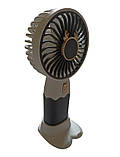 Вентилятор ручний акумуляторний Mini Fan ZB088C з підставкою та USB-зарядкою Сіро-білий, фото 2