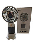 Вентилятор ручний акумуляторний Mini Fan ZB088C з підставкою та USB-зарядкою Сіро-білий, фото 4
