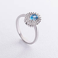 Серебряное кольцо с голубым топазом и фианитами GS-01-086-3010 ZIPMARKET