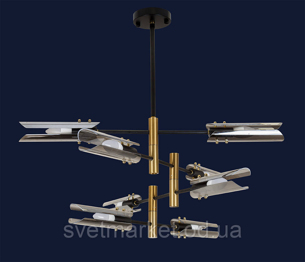 Яскрава стельова люстра 761V1012-8 BK, фото 1