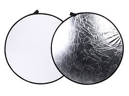 Фото рефлектор - відбивач 2 в 1 діаметром 60 см (білий - срібний)