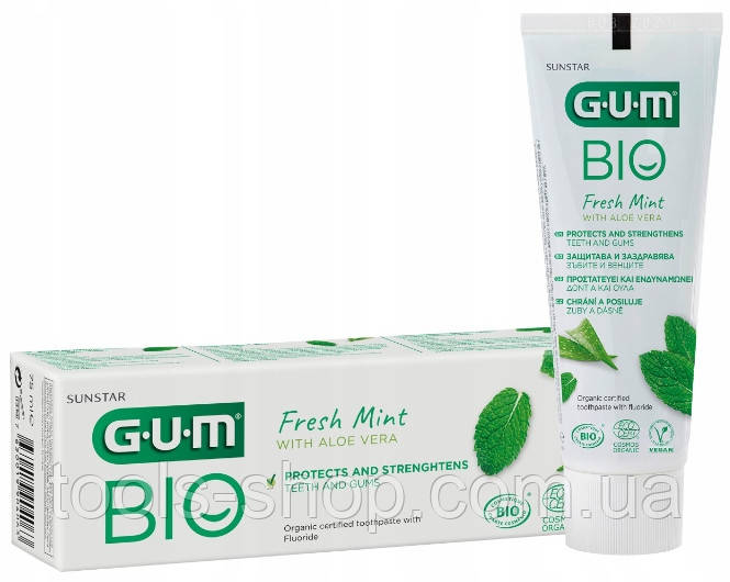 Органічна зубна паста GUM Bio натуральна з алое вера 75 мл, фото 1