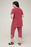 Повсякденний літній костюм Едіта футболка і капрі великого розміру 60, фото 2