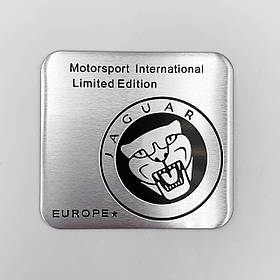 Металевий шильдик емблема JAGUAR Motorsport (Ягуар) - Сріблястий