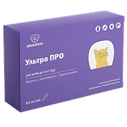 Ультра ПРО краплі від бліх та кліщів для кішок вагою до 4 кг, 1 піпетка