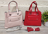 Жіноча сумка з натуральної шкіри білого, молочного, блакитного, червоного та рожевого кольору, фото 9