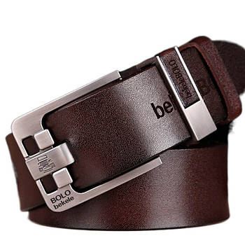 Кожаный ремень мужской 125 см Bolo Bekele №2, Коричневий / Ремень под джинсы / Чоловічий шкіряний ремінь