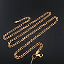 Тоненький срібний позолочений ланцюжок бісмарк. Цепочка срібло 925 з позолотою 585. Ширина 3,5 мм 45 см, фото 6