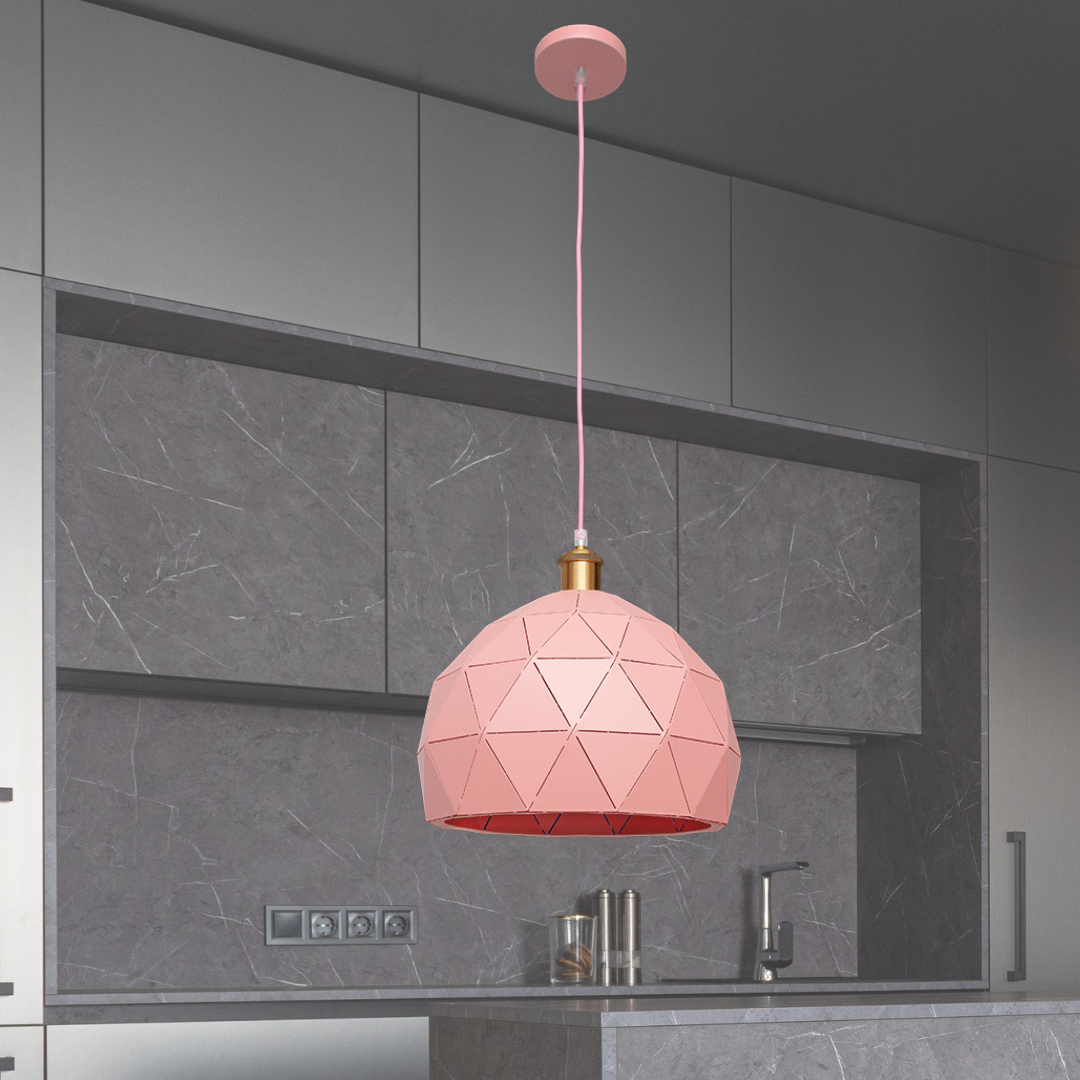 Люстра підвіс металевий в стилі Loft Levistella цоколь E27 колір Рожевий 7529523 ROSE(300мм)