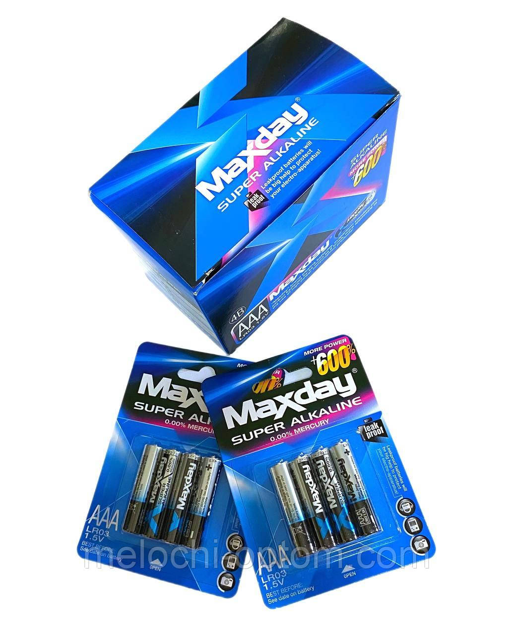 Батарейки мізинчик MAXDAY Super Alcaline LR03 1,5V, AAA міні пальчик 48шт/уп