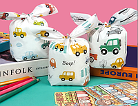 Пакеты детские Машинки полиэтиленовые с ушками, подарочные пакеты с рисунком для сладостей 22х13 см 10 шт