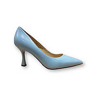 Женские кожаные деловые туфли на каблуках из натуральной кожи голубые S984-01-Y775A-9 Lady Marcia 2595