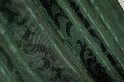 Щільна тканина жаккард "Вензель". Висота 2,7 м. Колір темно-зелений. Код 477ш