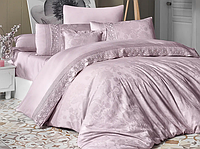 Постільні комплекти 200x200 з Туреччини однотонні якісні, євро постіль сатин бавовна святкове Рожеве