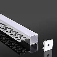 Профіль алюмінієвий анодований для монтажу в гіпсокартон LLS103b та матовий розсіювач (Комплект 3м.)