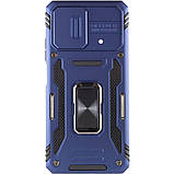 Протиударний чохол Camshield Army Ring для Xiaomi Poco F5 / Note 12 Turbo | Броньований з кільцем-підставкою Синій / Navy, фото 2