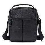 Чоловіча сумка через плече Натуральна шкіра Барсетка Чоловіча шкіряна сумка для документів планшет Чорна, фото 6
