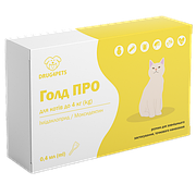 Голд ПРО краплі від глистів, бліх та кліщів для кішок вагою до 4 кг, 1 піпетка